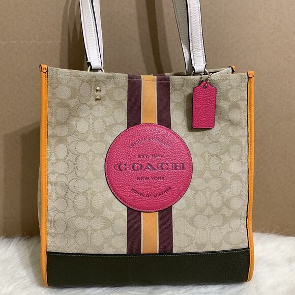 COACH DEMPSEY SET Khaki SIS NS Signature Tote #1917 & Zip Around Wallet #3473 - Picture 3 of 16